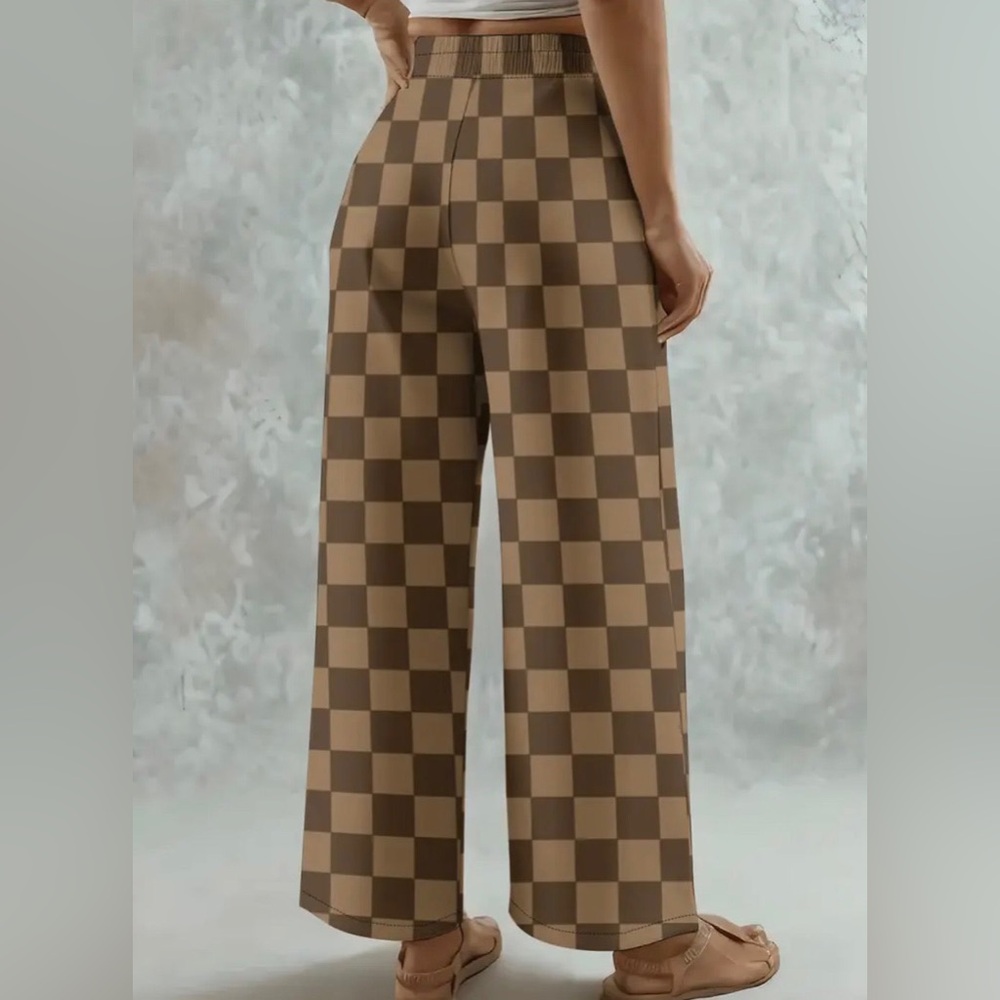 Checkered Brown Women's Pants